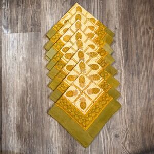 Couleur Nature Bruno Lamy Set of‎ 8 Pineapple Cloth Napkins 19"x19" Cotton India